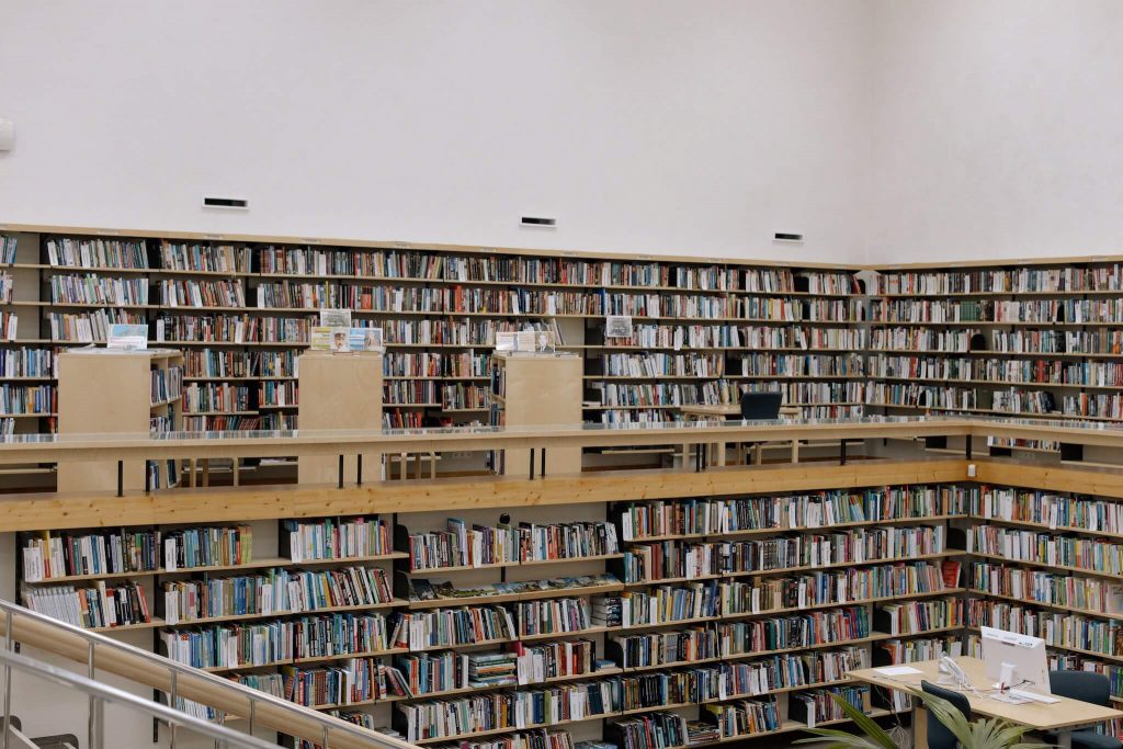 a library full of books like the midnight library by Matt Haig
