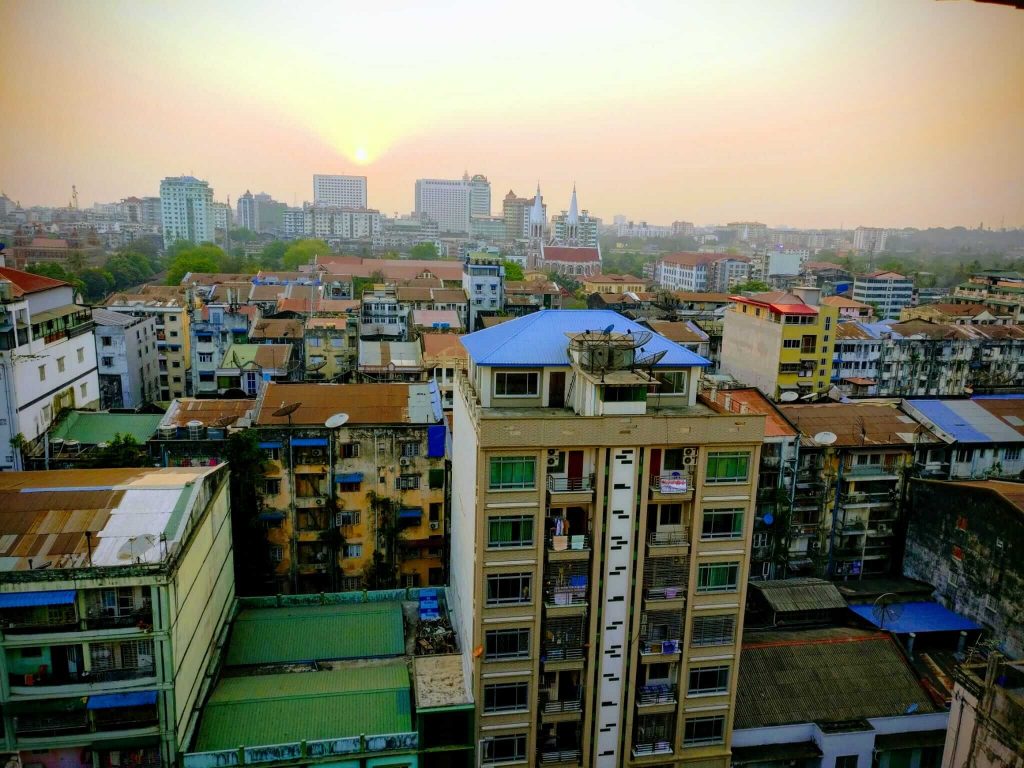 A city view of Yangon Myanmar
